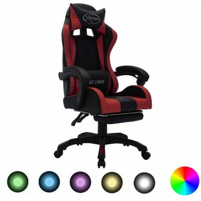 VidaXL Chaise de gaming avec lumi&egrave;res LED RVB Bordeaux Noir Similicuir