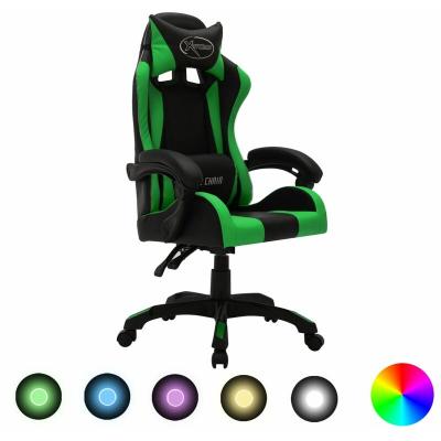 VIDAXL  - Fauteuil de jeux vid&eacute;o avec led rvb Vert et noir Similicuir