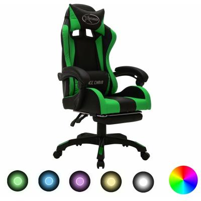 VIDAXL  Chaise de gaming avec LED RVB Vert et noir Simili cuir