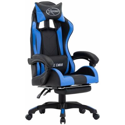 VidaXL Chaise de Gaming avec Repose-Pieds Cuir Synth&eacute;tique Bleu/Noir