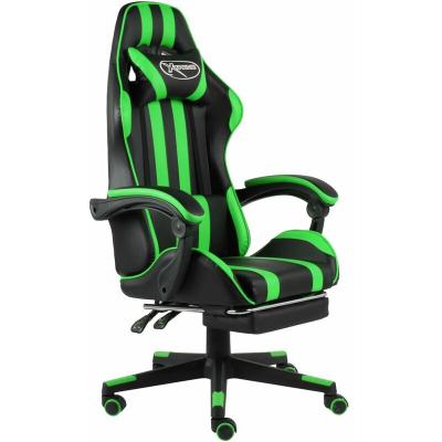 VIDAXL  Chaise de Gaming avec Repose-Pieds Cuir Synth&eacute;tique Noir/Vert