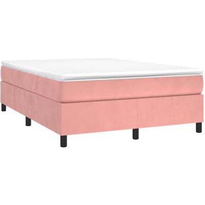 VIDAXL  - Lit &agrave; sommier tapissier avec matelas Rose 140x190 cm Velours