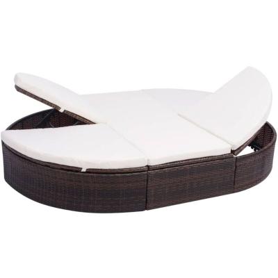 VIDAXL Lit de repos d'ext&eacute;rieur avec coussin r&eacute;sine tress&eacute;e marron 42939