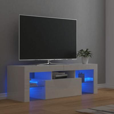 VIDAXL Meuble tv avec lumi&egrave;res led blanc brillant 120x35x40 cm - 
