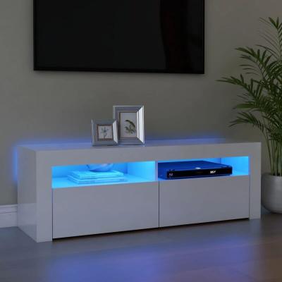 VIDAXL  meuble tv avec lumi&egrave;res led blanc brillant 120x35x40 cm