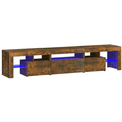 VIDAXL Meuble tv avec lumi&egrave;res led Ch&ecirc;ne fum&eacute; 200x36,5x40 cm - 