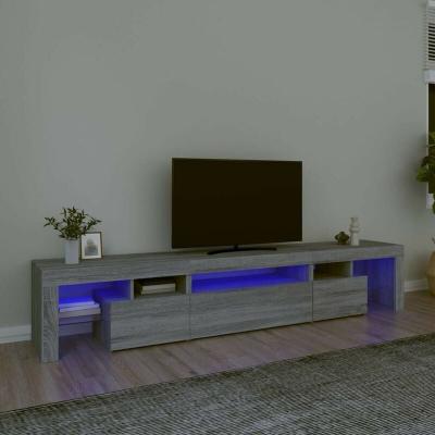 VIDAXL Meuble tv avec lumi&egrave;res led Sonoma gris 215x36,5x40 cm - 