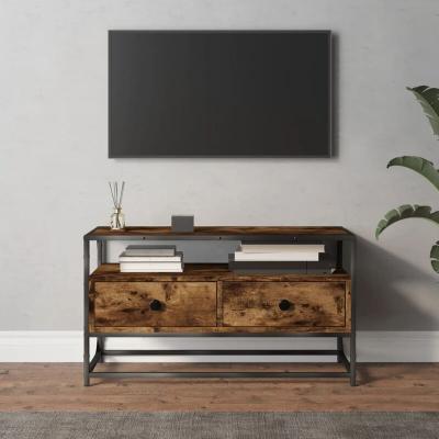VIDAXL  meuble tv ch&ecirc;ne fum&eacute; 80x35x45 cm bois d'ing&eacute;nierie