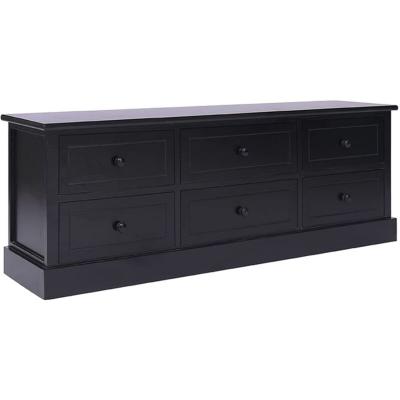 VIDAXL  - Meuble tv Noir 108x30x40 cm Bois de Paulownia solide Noir