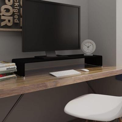 VIDAXL  - Meuble TV Support pour Moniteur Verre 100x30x13 cm Noir Noir