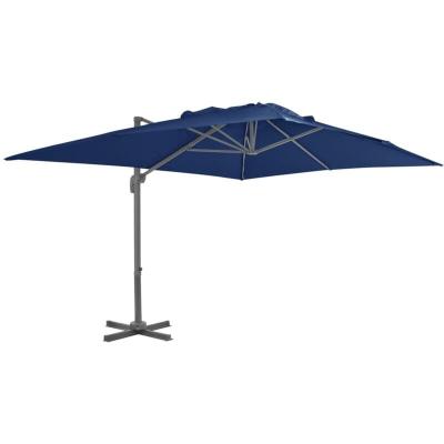 VIDAXL Parasol d&eacute;port&eacute; avec m&acirc;t en aluminium 4x3 m Bleu azur&eacute;