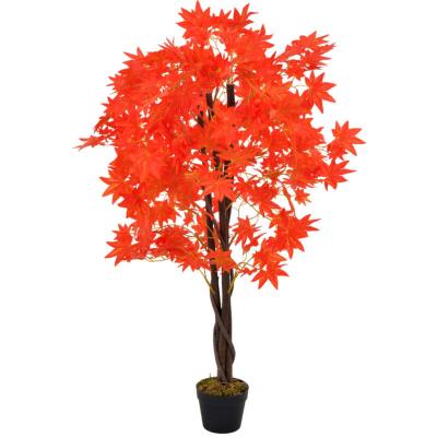 VIDAXL  plante artificielle d'&eacute;rable avec pot rouge 120 cm 280195