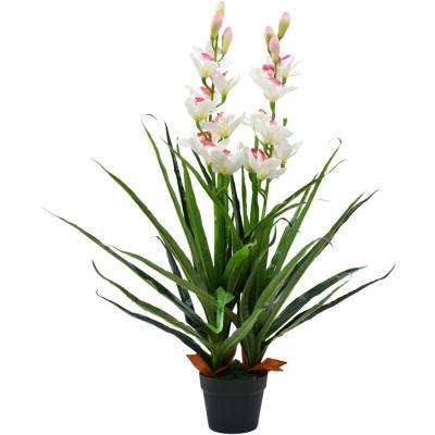 VIDAXL Plante artificielle Orchid&eacute;e Cymbidium avec pot 100 cm Vert