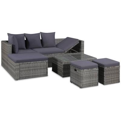 VIDAXL  salon de jardin 4 pcs avec coussins r&eacute;sine tress&eacute;e gris 43956