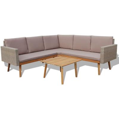 VIDAXL  salon de jardin 4 pcs avec coussins r&eacute;sine tress&eacute;e gris 43133