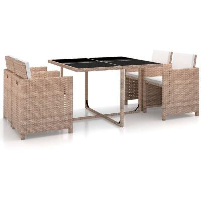 VIDAXL Salon de jardin 5 pcs avec coussins R&eacute;sine tress&eacute;e Beige