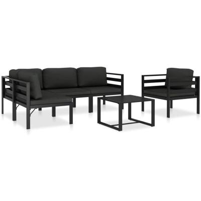 VIDAXL Salon de jardin 6 pi&egrave;ces avec coussins - Anthracite - 60 x 60 x 38 cm