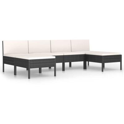 VIDAXL  salon de jardin 6 pcs avec coussins r&eacute;sine tress&eacute;e noir 3056986