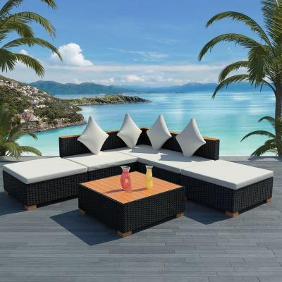 VIDAXL  salon de jardin 6 pcs avec coussins r&eacute;sine tress&eacute;e noir 42755