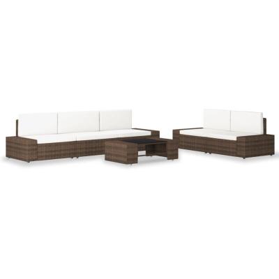 VIDAXL  salon de jardin 6 pcs r&eacute;sine tress&eacute;e marron 3054588