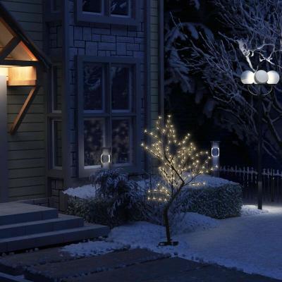 Sapin de no&euml;l 128 led blanc chaud cerisier en fleurs 120 cm
