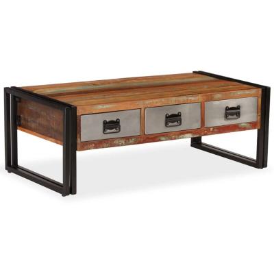 Table basse avec 3 tiroirs bois de r&eacute;cup&eacute;ration 100x50x35 cm