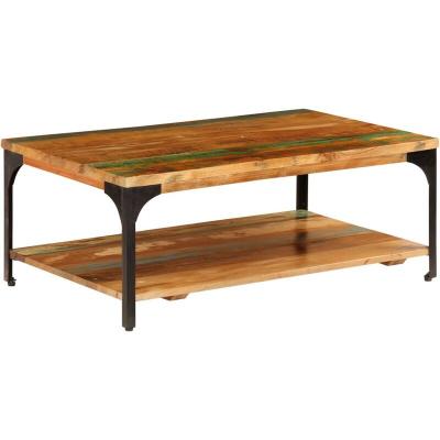 Table basse et &eacute;tag&egrave;re 100x60x35 cm bois de r&eacute;cup&eacute;ration solide