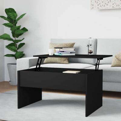 Mercatoxl - Table basse Noir 80x50,5x41,5 cm Bois d'ing&eacute;nierie
