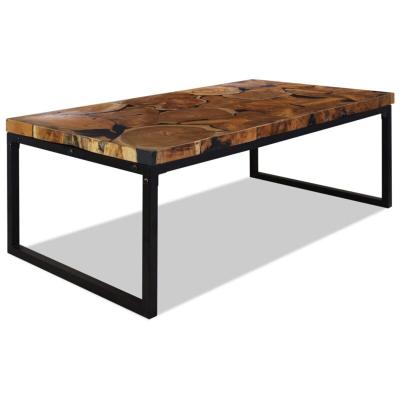 Vidaxl - Table basse Teck R&eacute;sine 110 x 60 x 40 cm Noir