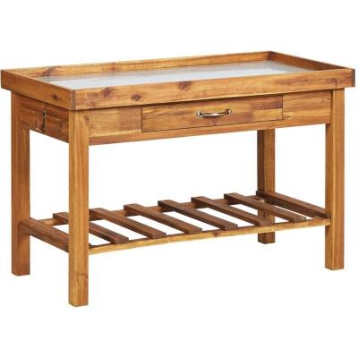 VIDAXL  table de jardin avec dessus en zinc bois solide d'acacia 46561