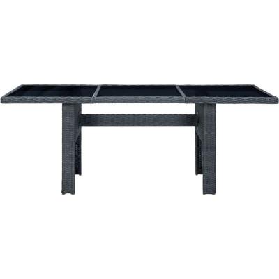 VIDAXL Table De Jardin Gris Fonc&eacute; R&eacute;sine Tress&eacute;e Et Verre Tremp&eacute; Wis