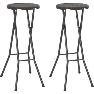 Vidaxl Tabouret de bar pliable 2 pi&egrave;ces PEHD et acier - Marron