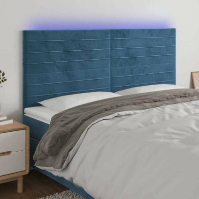 VIDAXL Hoofdbord LED 200x5x118/128 cm fluweel donkerblauw3122634 