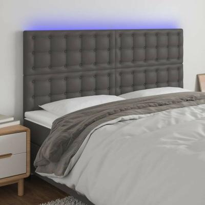 VIDAXL T&ecirc;te de lit &agrave; led Gris 180x5x118/128 cm Similicuir  Grey