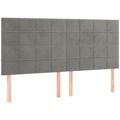 VIDAXL  - T&ecirc;te de lit &agrave; led Gris clair 200x5x118/128 cm Velours