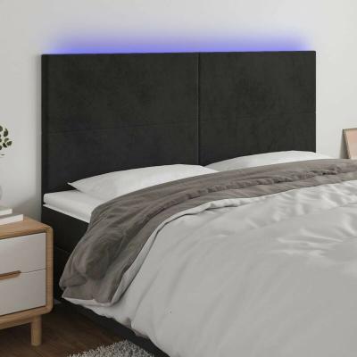 VIDAXL  - T&ecirc;te de lit &agrave; led Noir 200x5x118/128 cm Velours