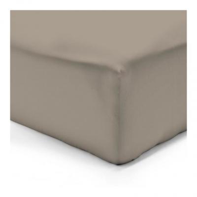 VISION  - Drap housse Taupe - 140x190cm - 100% coton