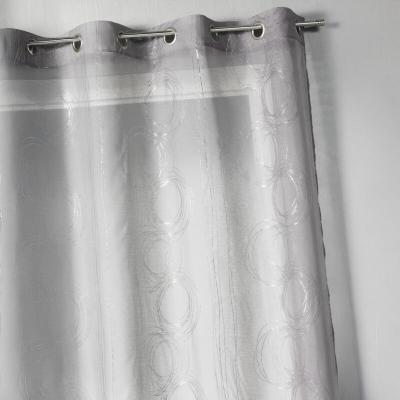 Voilage en Etamine aux Imprim&eacute;s Argent&eacute;s Gris 140 x 240 cm - Gris
