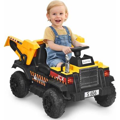 COSTWAY  Voiture Electrique Camion Benne &Agrave; Batterie 12v Pour Enfants Vitesse Max : 5 Km/h, T&eacute;l&eacute;commande,fonction Sonores