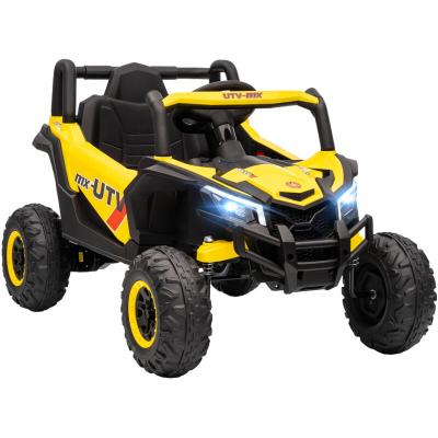 AIYAPLAY Buggy &eacute;lectrique enfant utv 12v 7kmh max. T&eacute;l&eacute;commande port usb nombreux effets jaune noir