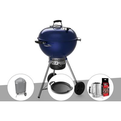 WEBER Barbecue &agrave; charbon  Master-Touch GBS C-5750 57 cm Deep Ocean Blue avec housse + plancha + kit d'allumage 