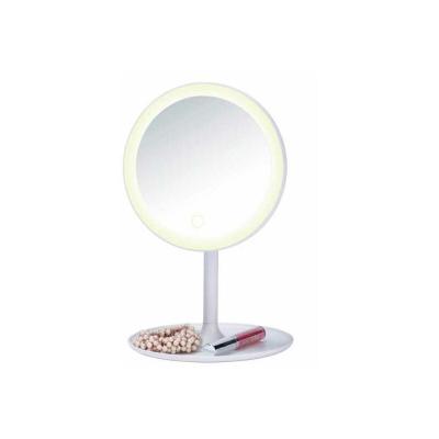WENKO Miroir led maquillage sur pied, Miroir Rond &oslash; 18 cm, Turro - 