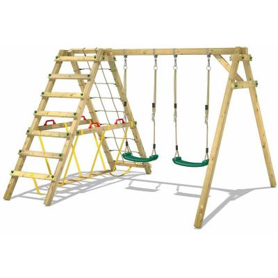 Portique balan&ccedil;oire Aire de jeux Smart Hike avec extension d'escalade Portique bois pour enfants