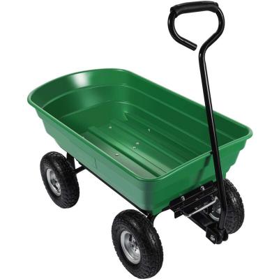 WILTEC  - Chariot de jardin &agrave; main ? 930 x 505 x 510 mm ? Volume 75 l ? Capacit&eacute; de charge 240 kg ? avec Benne basculante et 4 Roues ? Remorque