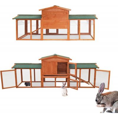 FUDAJO Wiltec Clapier ? 2190 x 530 x 850 mm ? 2 &eacute;tages ? Toit bitum&eacute; ? Bois sapin ? avec Rampe, Enclos, Maisonnette et bac amovible ? Abri Cage pour