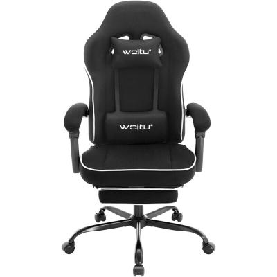 WOLTU Chaise gaming,fauteuil gaming,avec coussin &agrave; ressorts ensach&eacute;s,repose-pieds,tissu maille,noir 