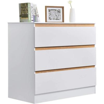 WOLTU  Commode &agrave; Langer 3 Tiroirs Coloris Blanc en agglom&eacute;r&eacute;