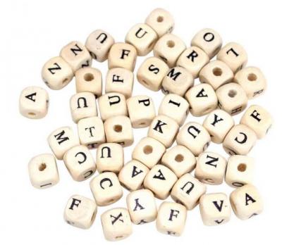  M&eacute;gaCr&eacute;a DIY - Perles D&eacute; en bois Alphabet lettres 1 cm 70 pi&egrave;ces