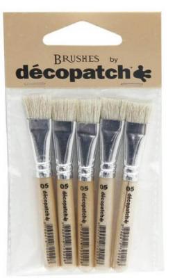  D&eacute;copatch PACKPC05O - Un lot de 5 pinceaux en soie largeur 1 cm