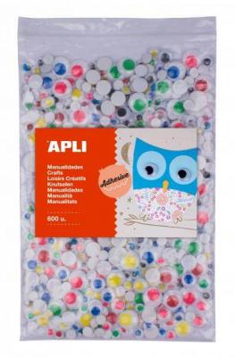 GENERIQUE APLI Kids 17444 - Sachet de 600 Yeux Mobiles de Couleurs Assorties